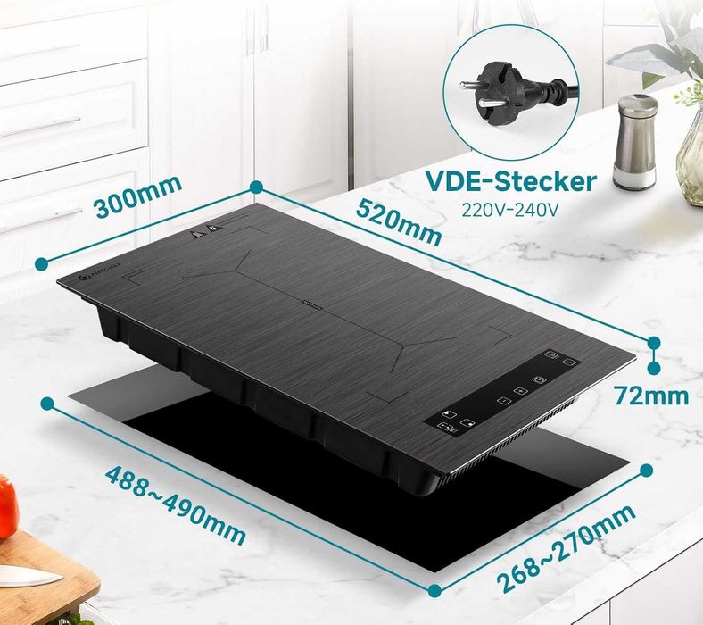 Płyta Indukcyjna Wolnostojąca lub Zabudowy AMZCHEF 3300W Strefa FLEX