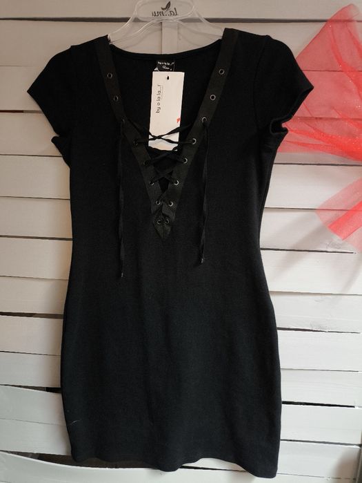 By o La La piękna bawełna sukienka czarna s m