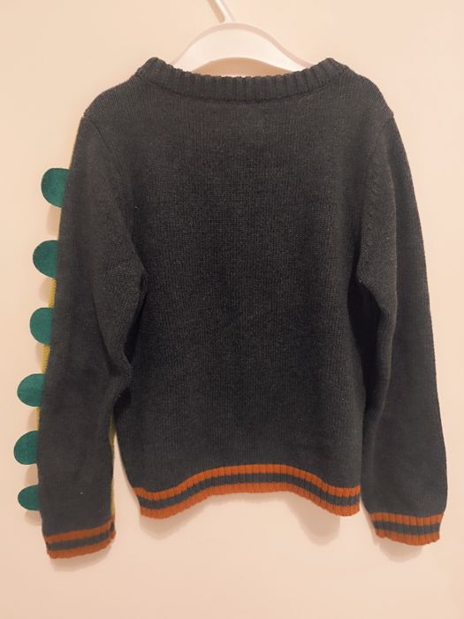 Sweter chłopięcy z dinozaurem, 100% bawełna, rozmiar 116