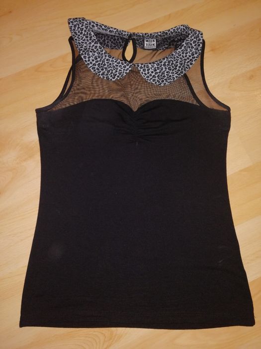 Elegancka wizytowa czarna bluzka z siateczką rozmiar M /L