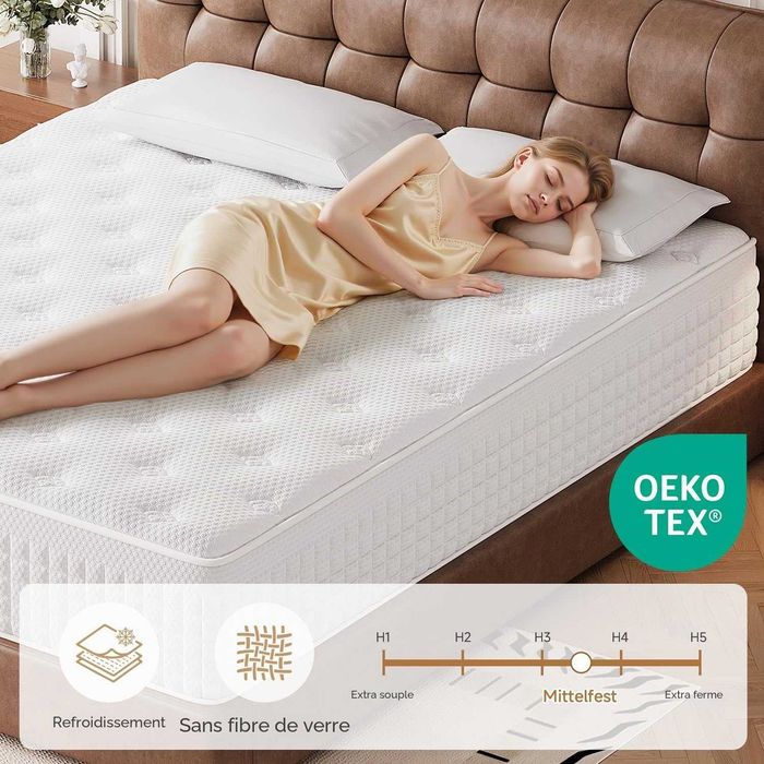 Materac Sprężynowy Kieszeniowy 180x200 cm H4 Memory 28 cm 9 Stref OEKO-TEX