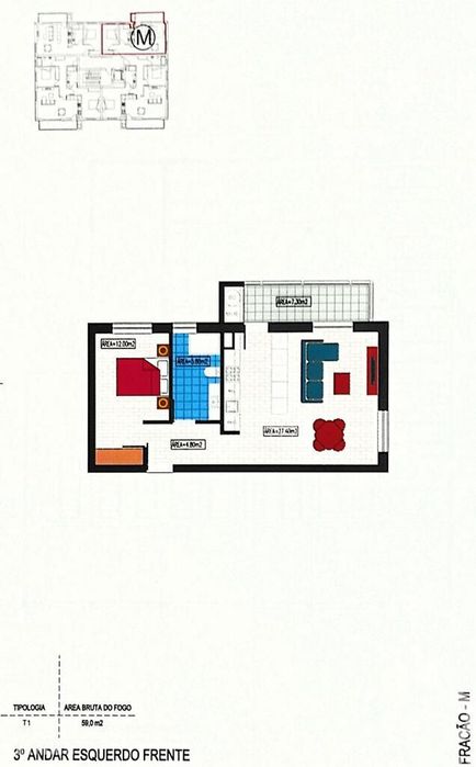 Apartamento T1 em Avanca de 61,00 m2