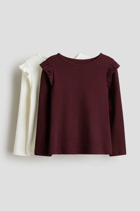 Лонгслів H&M, реглан для дівчинки, набір 3шт, Лонг 100% бавовна