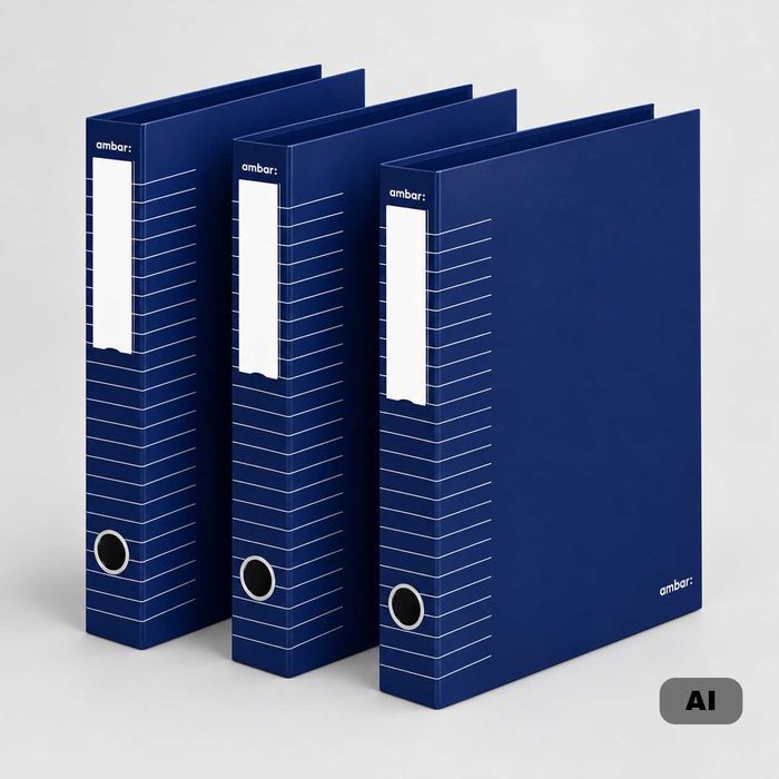 Pack 3 Pastas Arquivo Ambar A4 Riscas Azul Lombada Estreita
