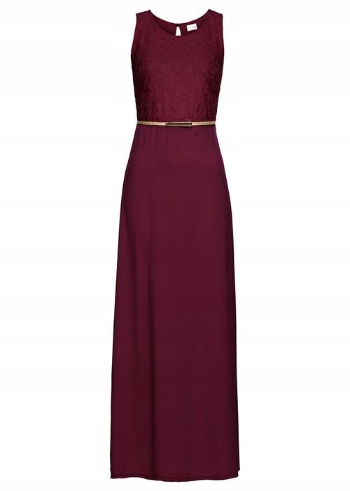 B.P.C. sukienka długa bordowa z koronką r.40