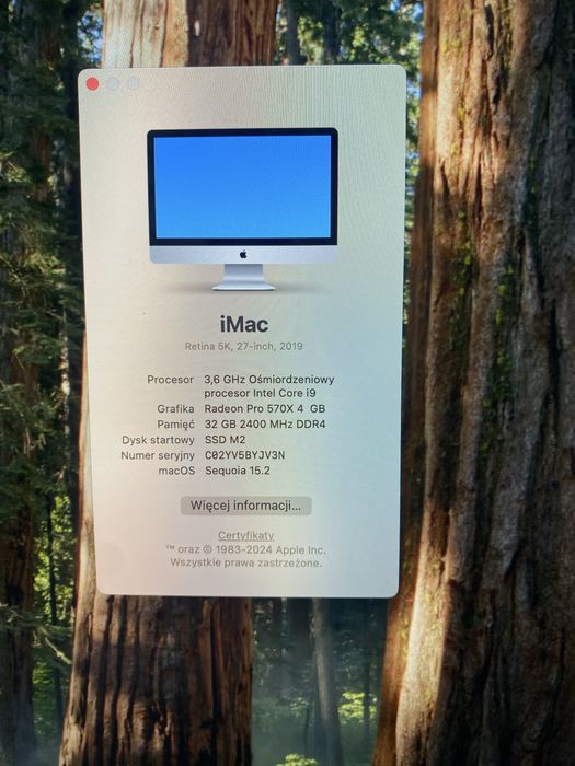 Imac 27 3.6 GHz 32 GB i9 SSD M2 2 TB