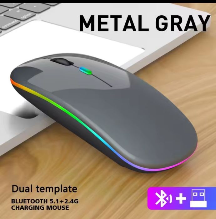 Бездротова акумуляторна RGB мишка беспроводная, Bluetooth 5.2WiFi 2.4