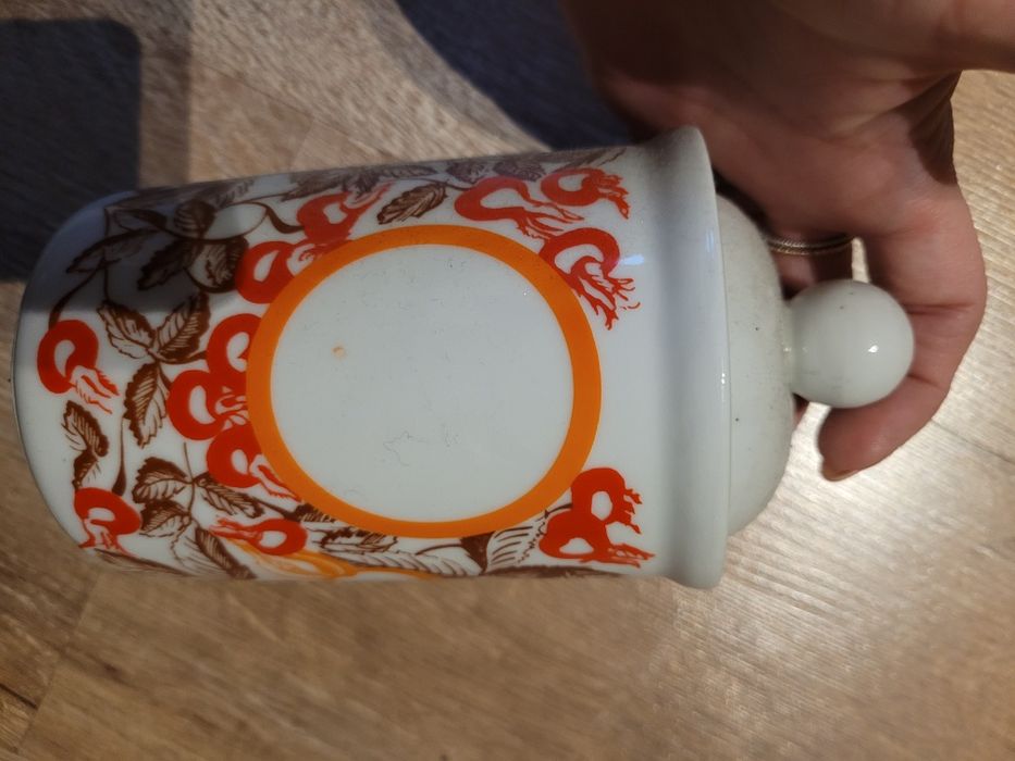 Pojemniki na kawę herbatę cukier porcelana Bogucice 3 sztuki retro vin