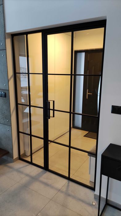 Drzwi loftowe, industrialne, przeszklenie, loft