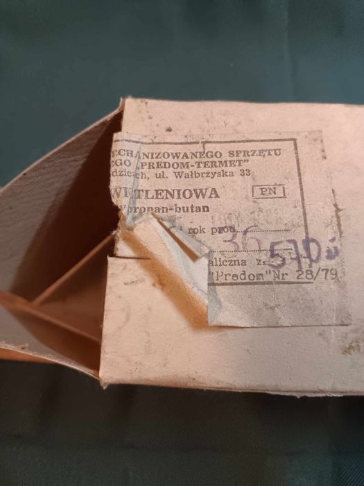 Lampa gazowa prl nowa z papierami