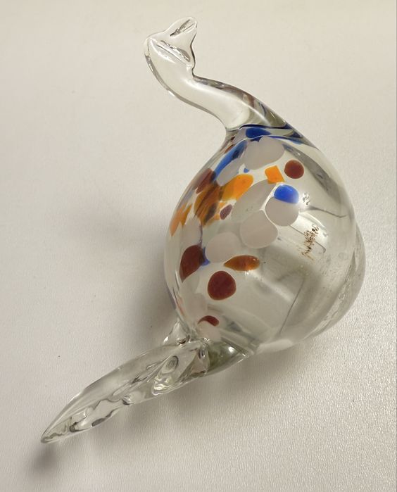 Szklany ptak figurka jak kura PRL