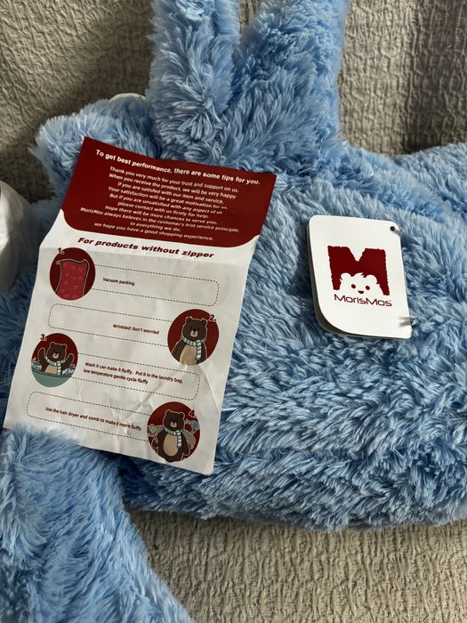 MorisMos Urso de peluche gigante 100 cm azul