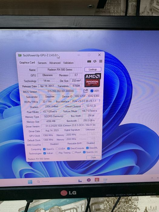 Відеокарта  Rx 580