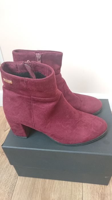 Botki nie ocieplane bordowe zamsz 36