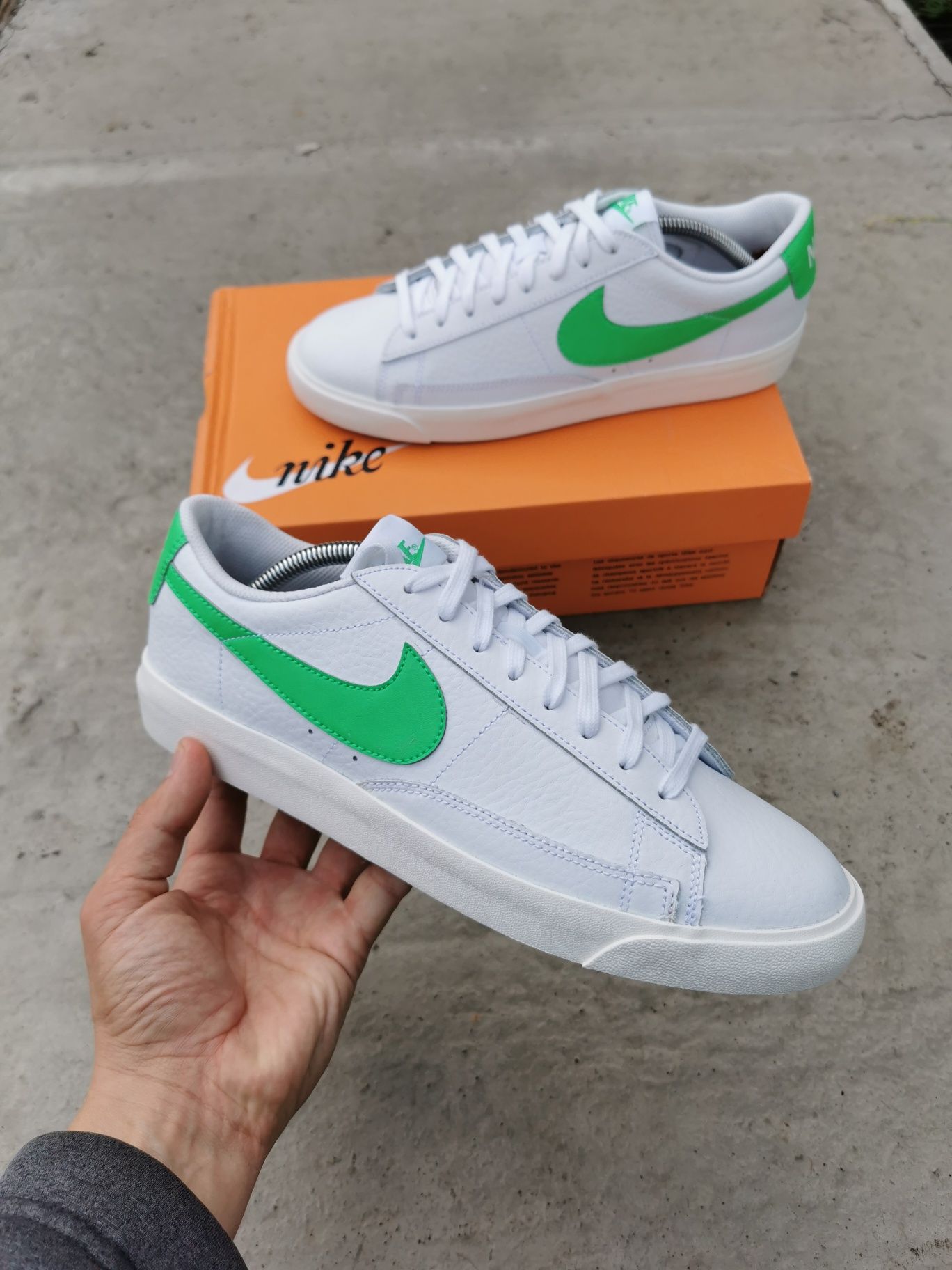 Nike Blazer Low Leather White/Green Spark-Sail - CI6377-105