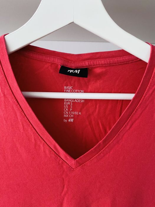 Czerwona koszulka męska H&M basic tshirt bluzka