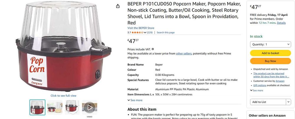 BEPER P101CUD050 Popcorn Maker447281124501760000