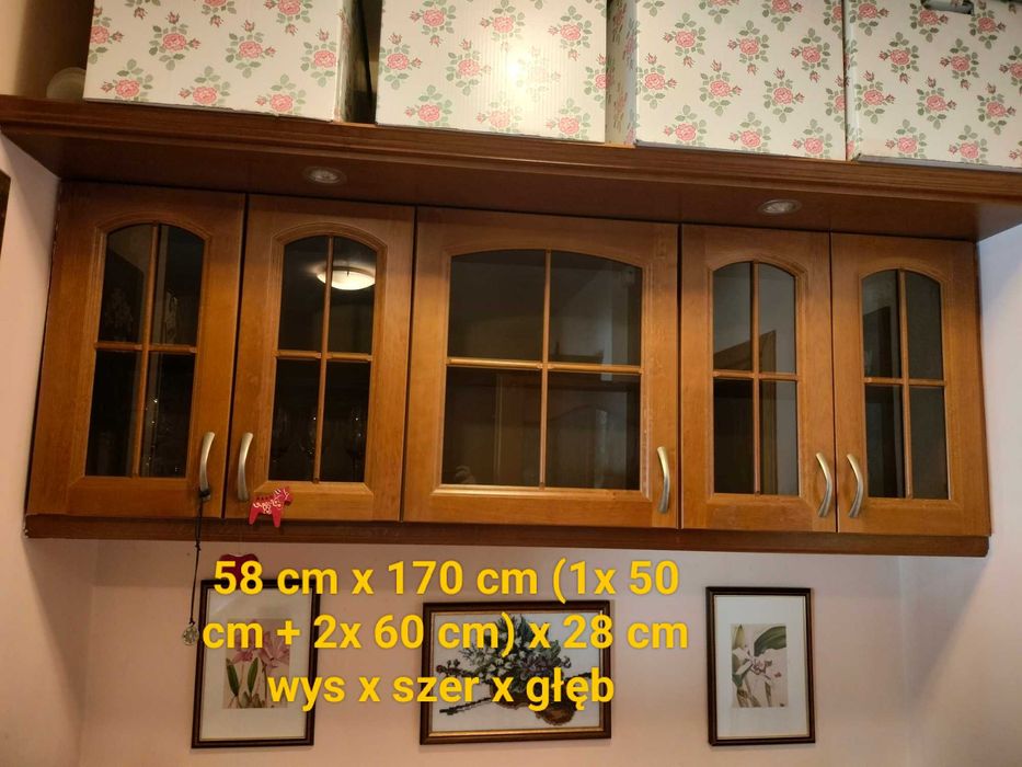 3-częściowa witryna z litego drewna