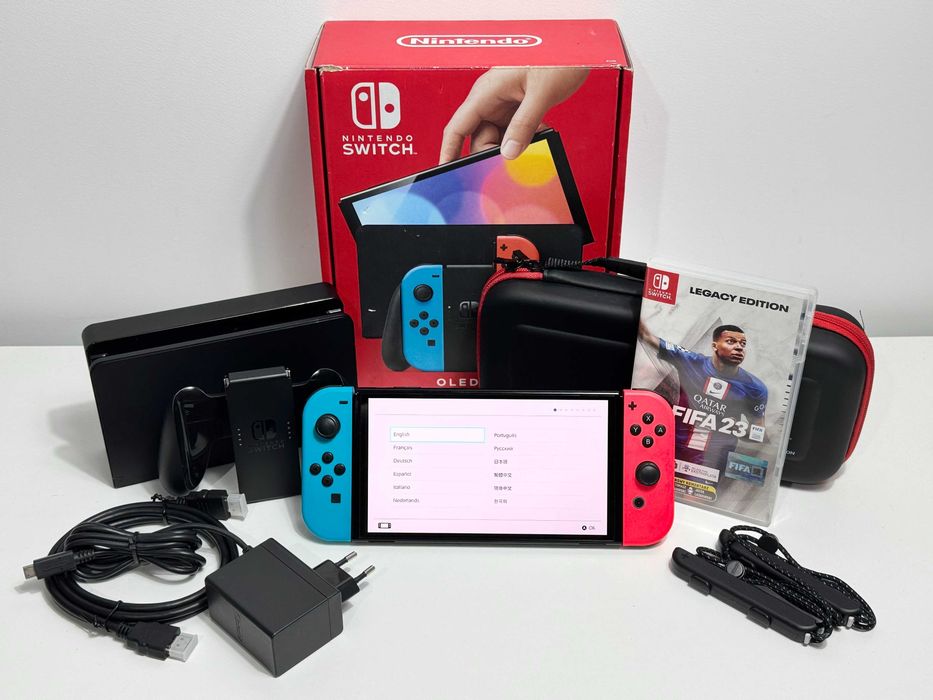 Konsola Nintendo Switch OLED | PEŁNY KOMPLET | Odnowiona | GRA FIFA 23 | GWARANCJA | Futerał