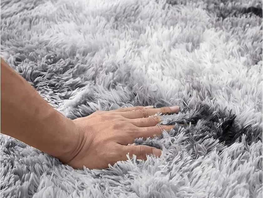 Dywan miękki puszysty Shaggy długi włos 170/120 cm srebrny szary