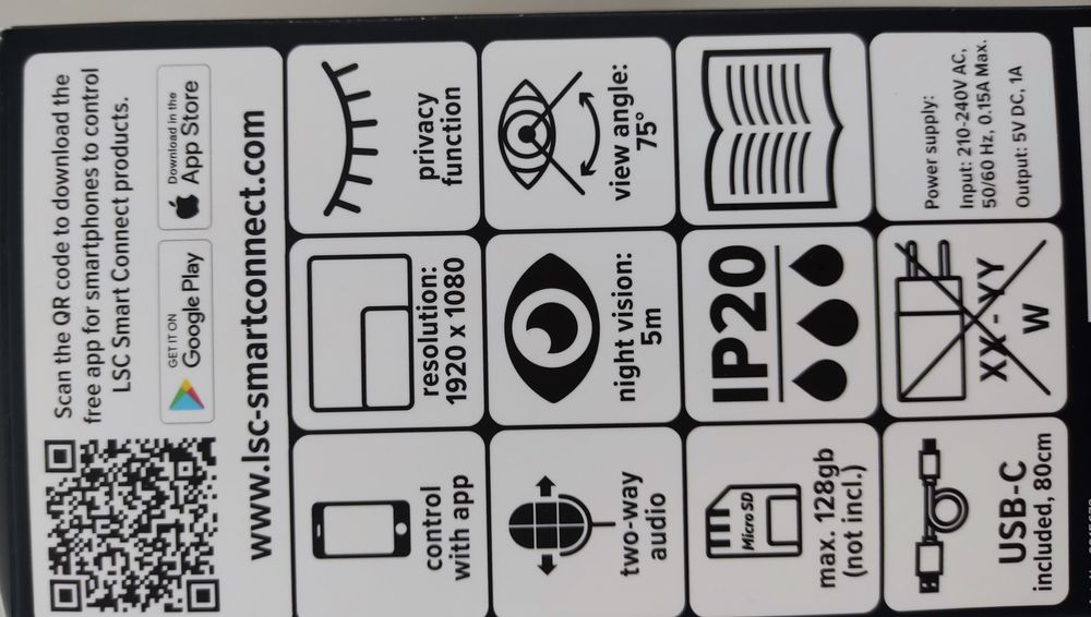 Kamera WiFi 2.4 GHz HD 1080p Funkcja Dżwięku Micro SD do 128GB IP 20