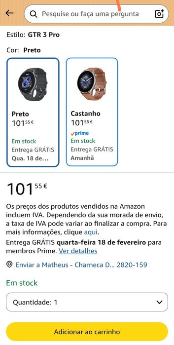 Amazfit GTR 3 Pro, Smartwatch Premium, GPS, Chamadas Bluetooth e Alexa