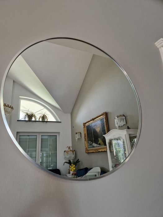 Lustro loft w okrągłej aluminiowej ramie 90 m