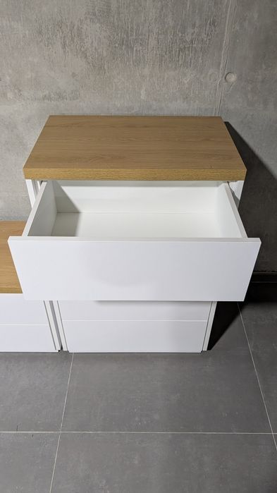 Conjunto de Cómodas Modernas Branco e Carvalho – Excelente Estado