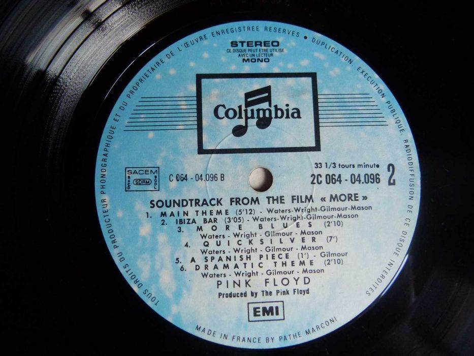 Lp vinil 33 rpm Pink Floyd More ano 1969