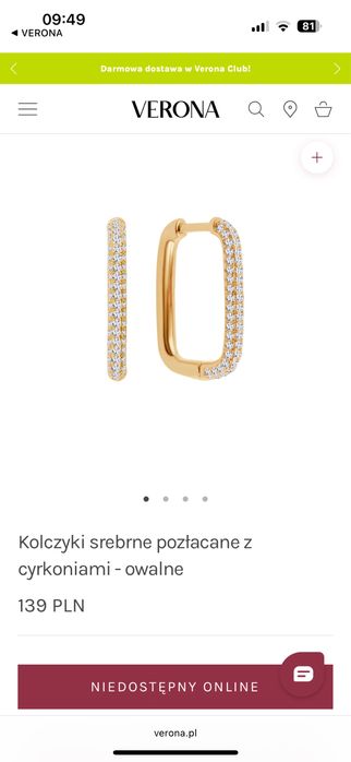 Kolczyki srebrne pozłacane z cyrkoniami
