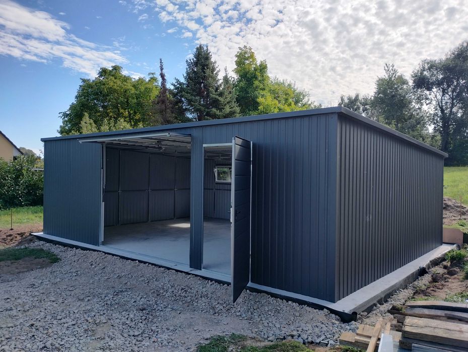 Garaż dwuspadowy 5x6 wersja premium. Kolor antracyt. Producent