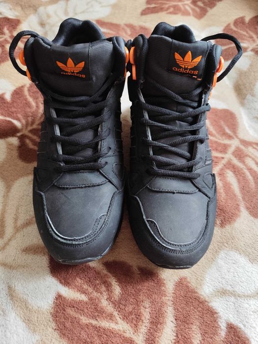 Buty męskie zimowe Adidas ZX 750 skórzane czarno-pomaranczowe r.42