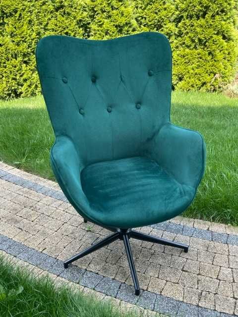 Fotel biurowy elegancki obrotowy Uszak / obicie Welur Zielony