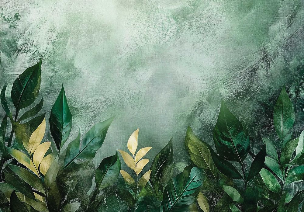 Fototapeta Dżungla Liście Zieleń Natura Boho Złoty 3D + KLEJ