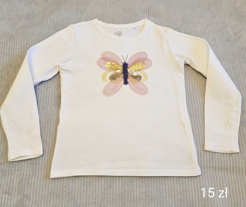 Bluzki zestaw 4 sztuk T-shirt 128 długi rękaw