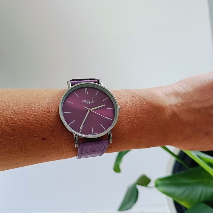 Zegarek Regal mauve prezent na urodziny japoński stal nierdzewna wodoodporny