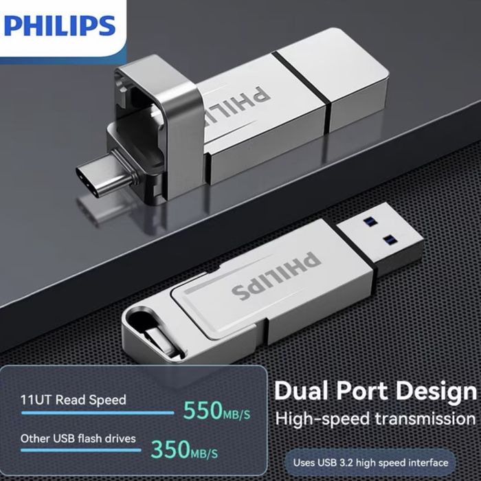 Pendrive Philips 512GB 3.2 SSD/HDD USB to dwufunkcyjny pendrive SSD z mechaniczną obudową