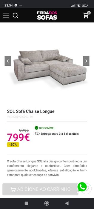 Sofá Sol Chaise Long