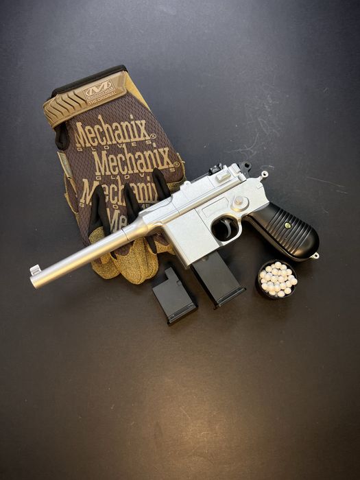 Металевий пістолет Mauser C96 - модель V10 Silver (іграшка)