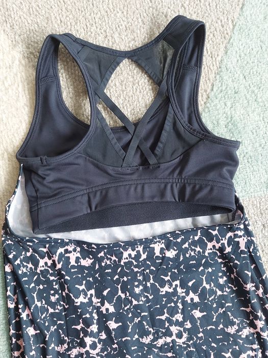 Top sportowy bluzka do ćwiczeń granat róż H&M XS 34 na siłownię joga