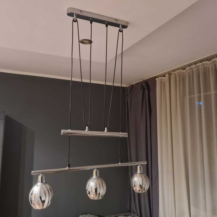 Nowoczesna lampa wisząca chrom / potrójna / regulowana wysokość