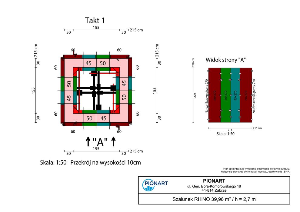 Szalunek ścienny RHiNO 39,96 m2 / h=270 cm – NOWY OD PRODUCENTA