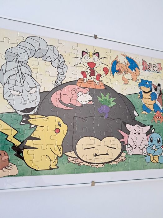 Quadro com Puzzle Vintage dos Pocket Monsters (Pokémon, Japão, 90s)