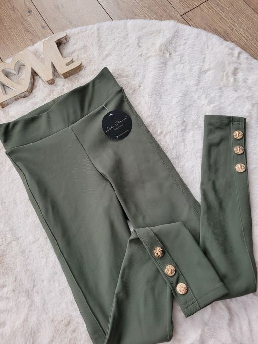 Leginsy prążek Lady drama khaki 1