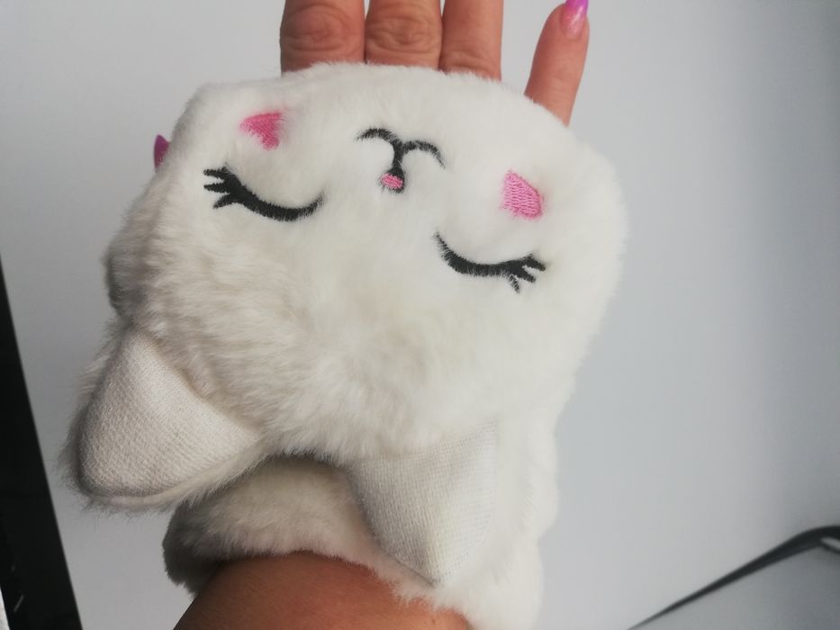 Rękawiczki kotek kremowe