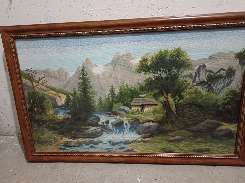 Obraz haft krzyżykowy górski potok 87x54