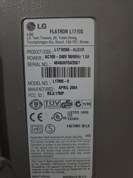 Monitor LG 17 polegadas