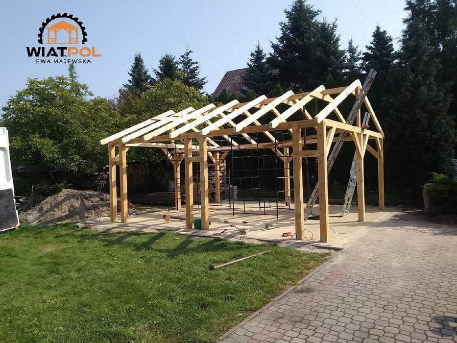 Wiata drewniana garażowa 7 x 5