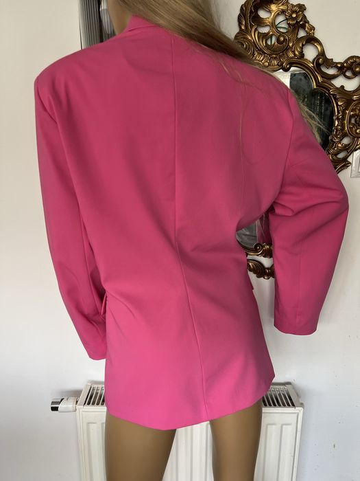 Zara długi żakiet marynarka oversize S damsja różowa elegancka