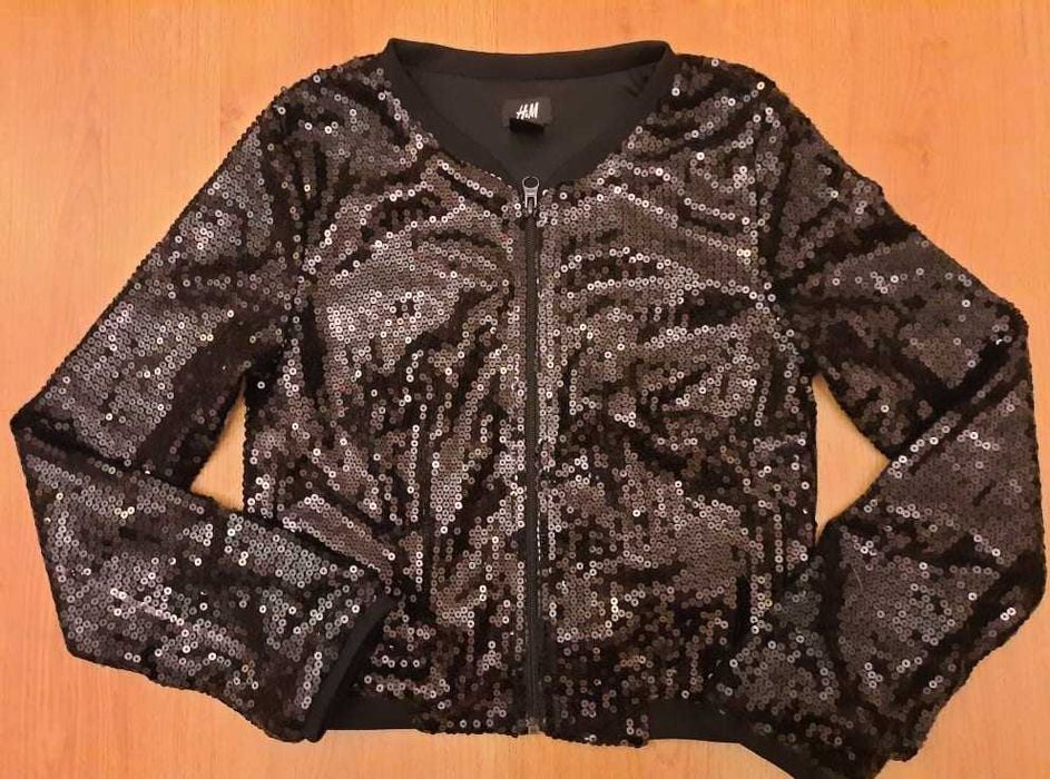 H&M bluza, bluzka z cekinami elegancka r.34/xs